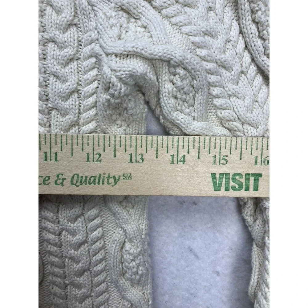 Hope & Henry Cable Knit Sweater Kids S Cream Mock Neck‎ Button 18FLB305